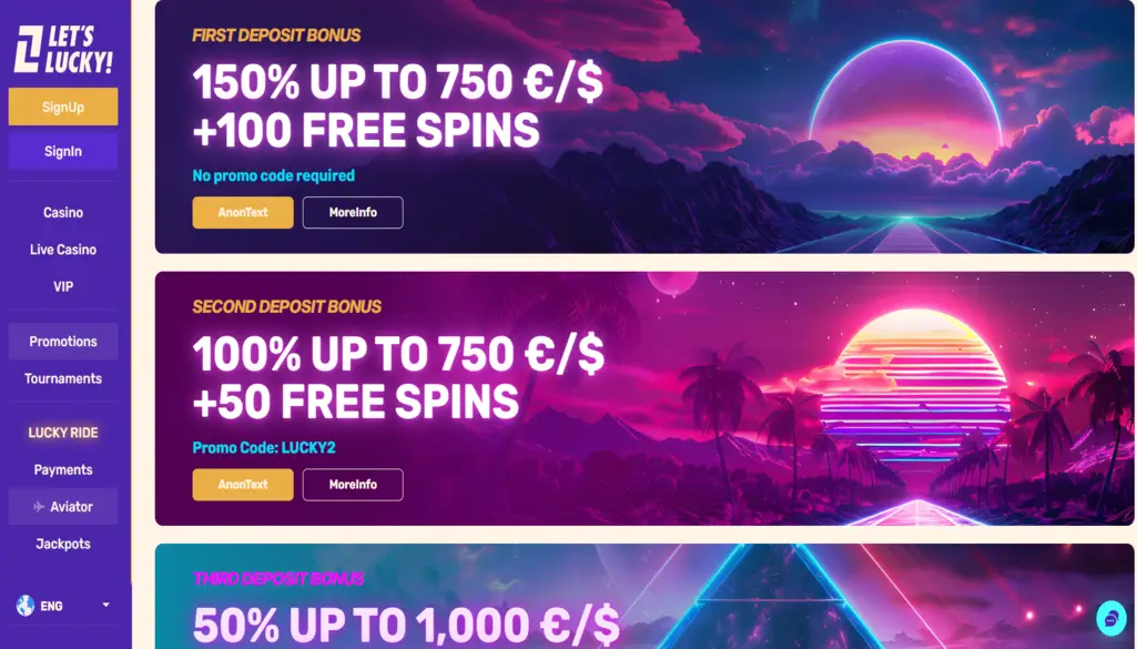 Let's Lucky offers a multitude