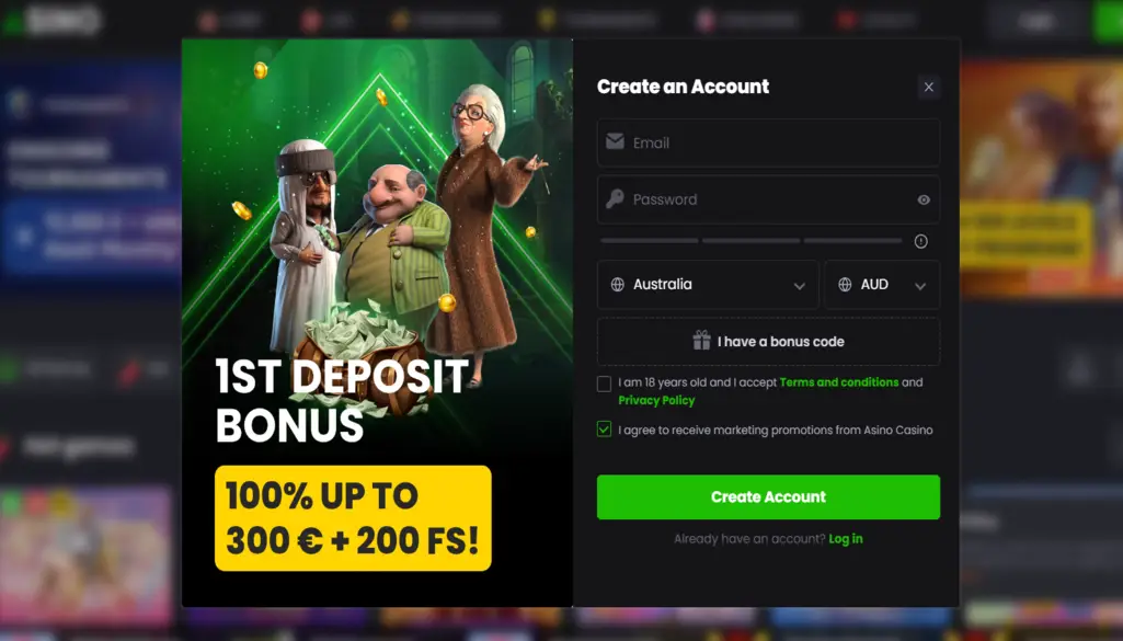Asino Casino offers a straightforward registration route for online users, making it easy for newbies to embark on their gaming journey and explore its vast library of slots and games. Here's a detailed guide on signing up: