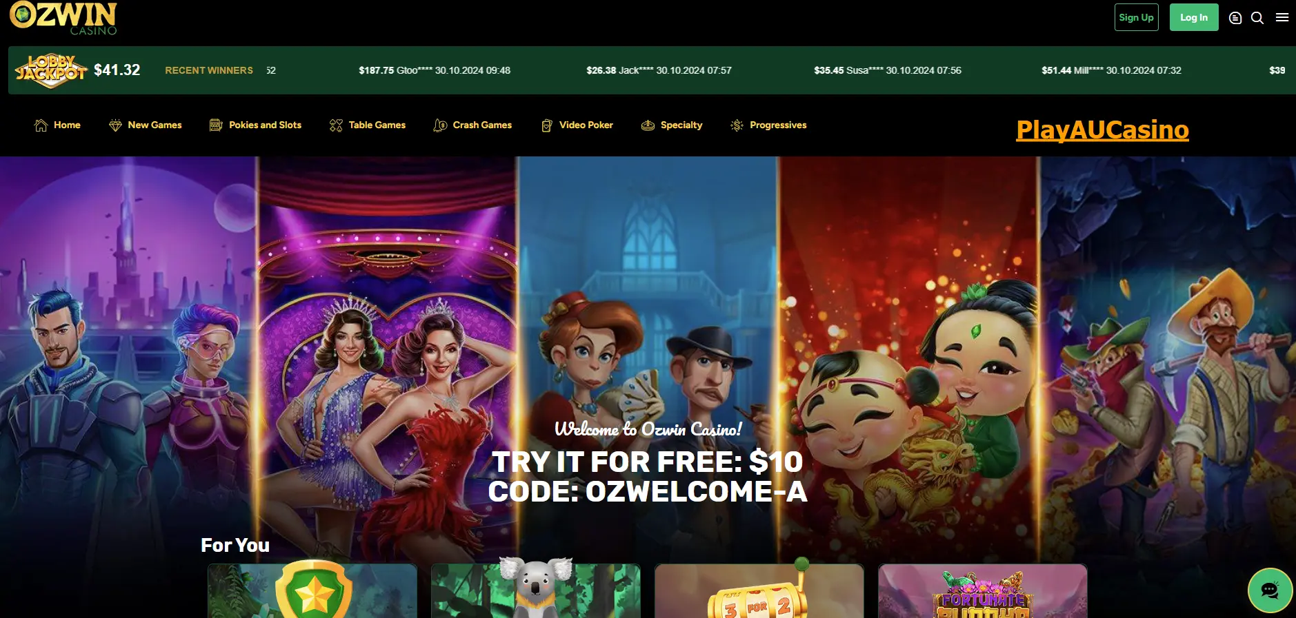 ozwin casino home page