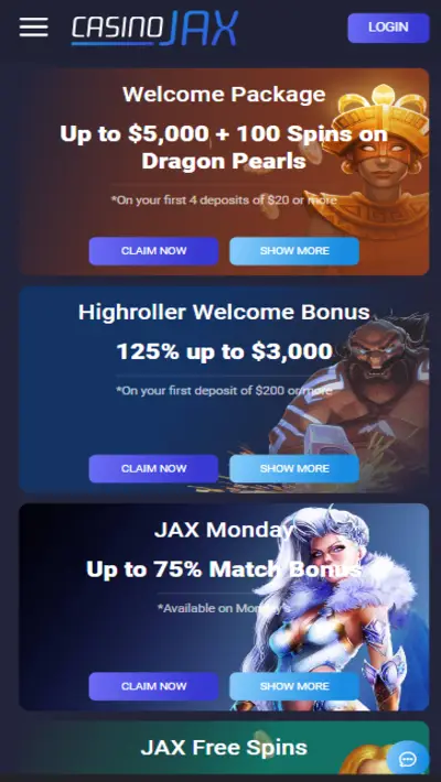 CasinoJax Bonuses Mobile
