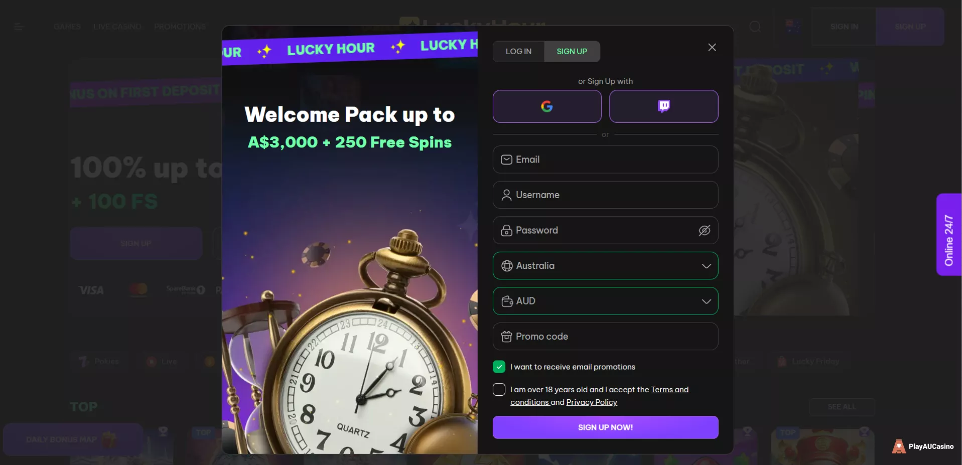 sign up luckyhour casino