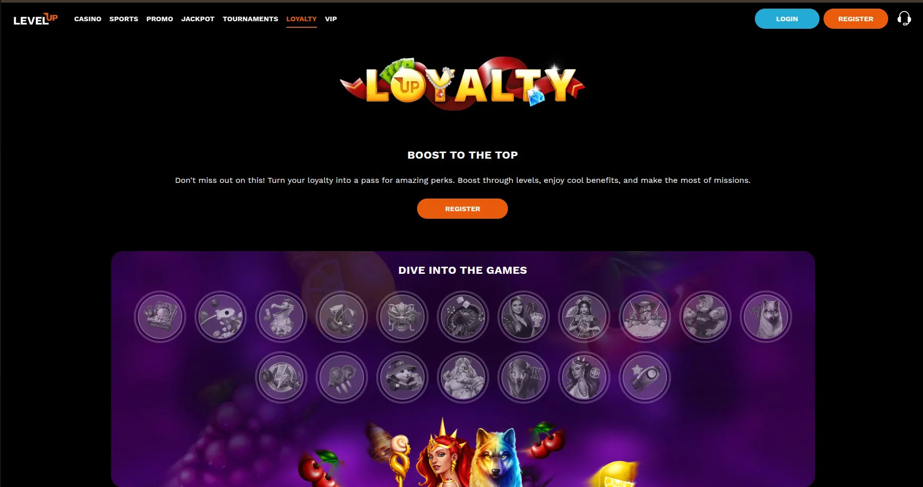 LevelUp Casino Loyalty program Screenshot