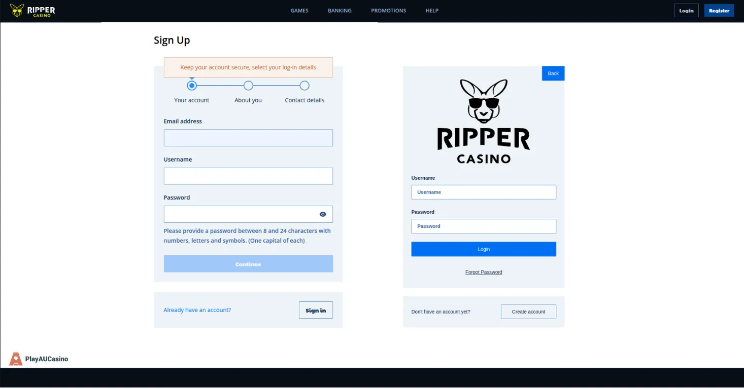 Ripper Casino login